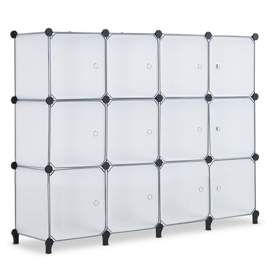 Large Cube Storage Organizer, Sesslife 12 Cubes Organizer Shelves with Door, DIY Plastic Closet Organizers and Storage Shelves for Bedroom Living Room, 48.8"L x 36.6"W x 12.2"H, X2961