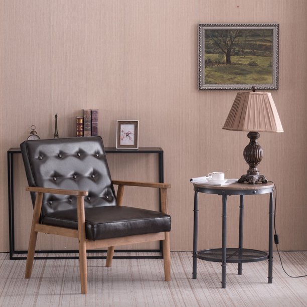 SESSLIFE Gray Accent Chair, Single Sofa Armchair w/Wood Frame and Thick Sponge Cushion, Modern Leisure Chair for Living Room Bedroom Office