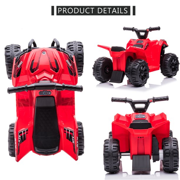 6V Ride on Car for Kids, SESSLIFE Battery Powered ATV Ride on Toys w/One-button Start, One Speed Forward, Kids' Electric Vehicles for Boy Girl 18-30 Months, 1-2 Hours Ride Time, Red