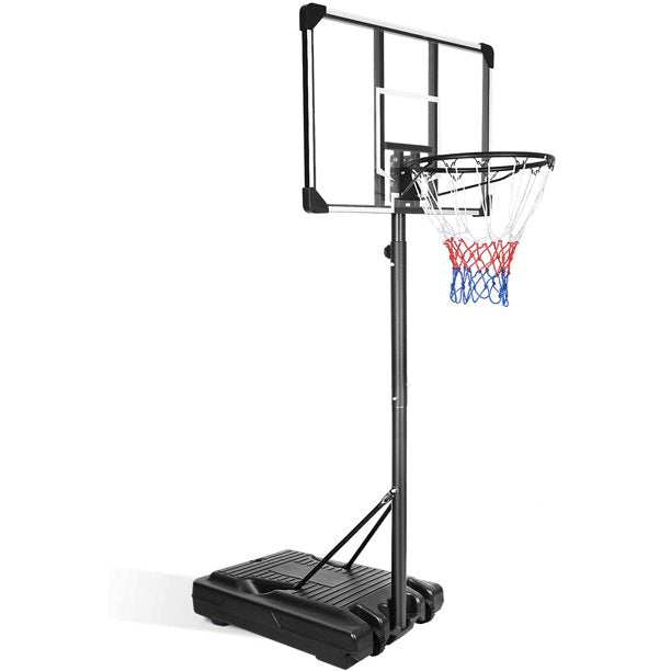 44 inch Outdoor Basketball Hoop Stand for Adults, Sesslife 4.9FT-10FT Height Adjustable Portable Basketball Hoop w/Wheels & Shatterproof Backboard for Outside, Court Backyard, Black