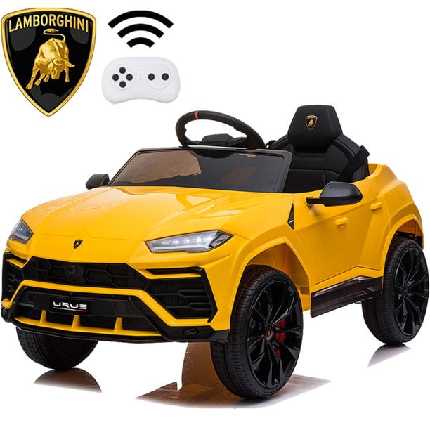 Sesslife Ride on Toys for Kids, Lamborghini 12V Electric Ride on Car with LED Headlights, Horn, MP3 Player, Kids Car for 3-4, Rechargeable Battery-Powered Vehicle for Girl Birthday Gift, Yellow