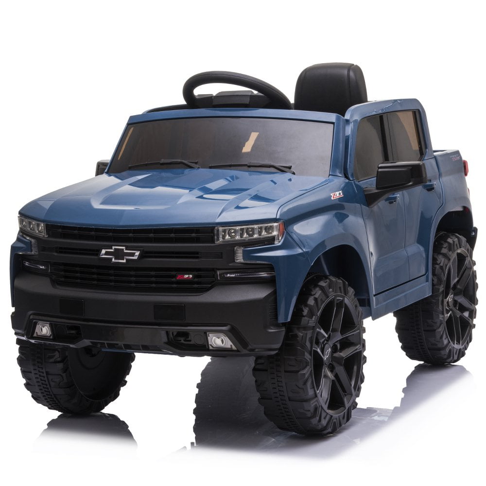 Kids Ride on Toy with Remote Control, Electric Car for Boys Girls Gifts, 12V Battery Powered Chevrolet Ride on Car with MP3 Player, USB, LED Lights, Horn, Spring Suspension, Blue, X445