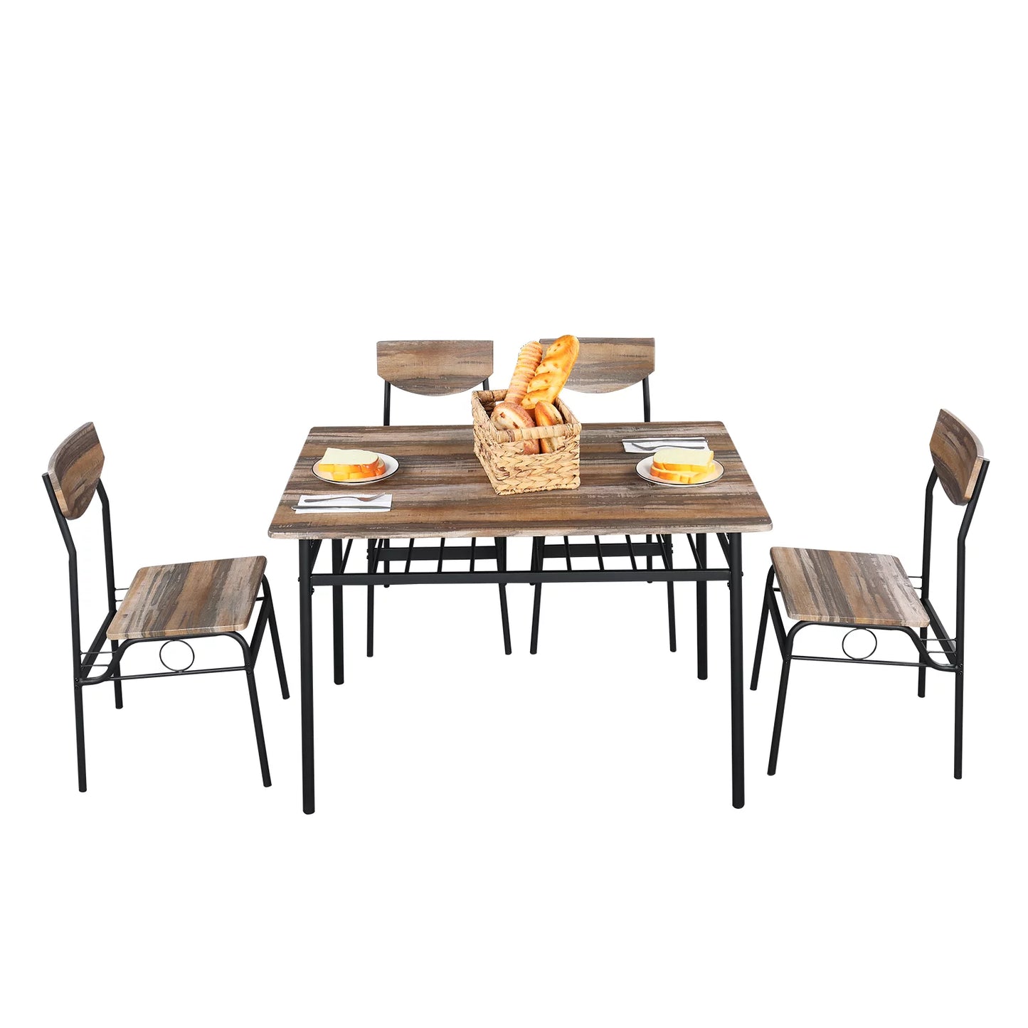 SESSLIFE 5 Pieces Dining Table Set, Dining Table Set for 4 for Dining Room, Breakfast Nook, Compact Space, Kitchen Table Set with Foldable Table and 4 Wood Chairs