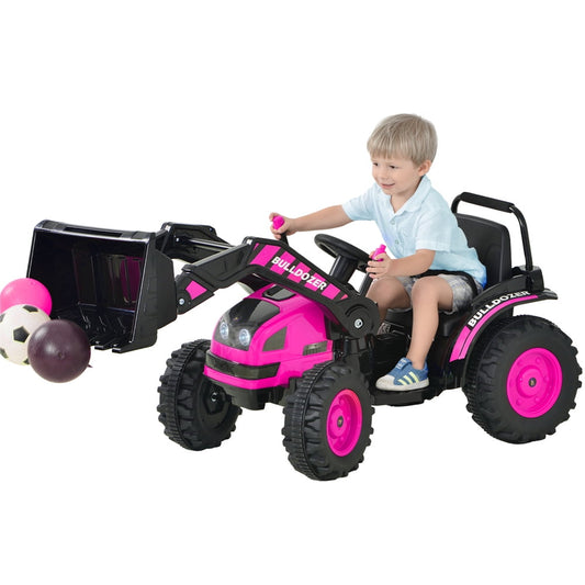 SESSLIFE Ride on Excavator for Girls, 12V Ride on Car with Remote Control, RC Bulldozer with Sounds, MP3 Player, Safety Belt, Spring Suspension, Kids Ride on Toy for 3-5 Years Old, Pink, X1612