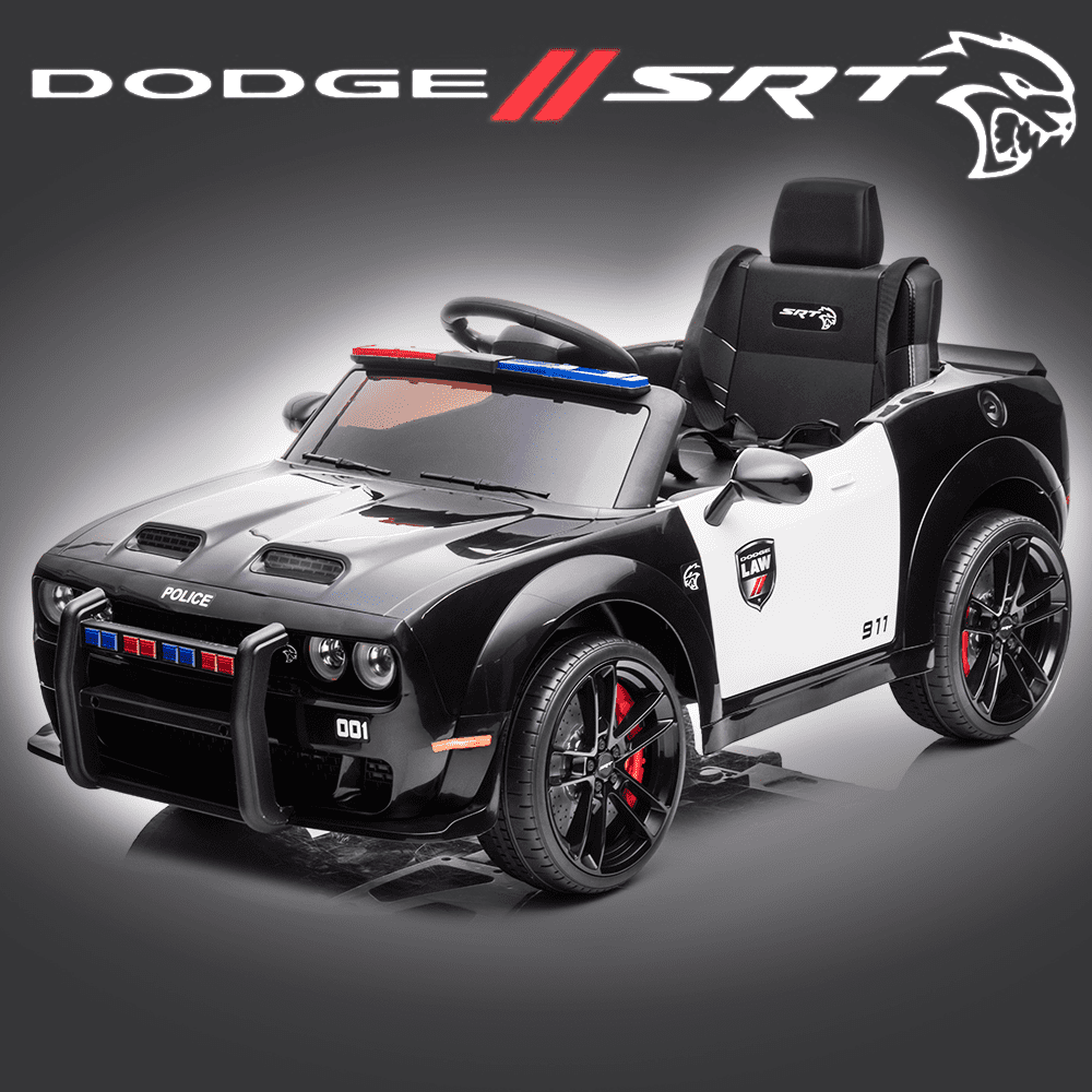 12V Kids Ride on Car with Parent Remote Control, LED Lights, MP3 Player, Bluetooth, Spring Suspension, Dodge Licensed Battery Powered Police Car Ride on Toys for 2-4 Years Old Boy and Girl, Black