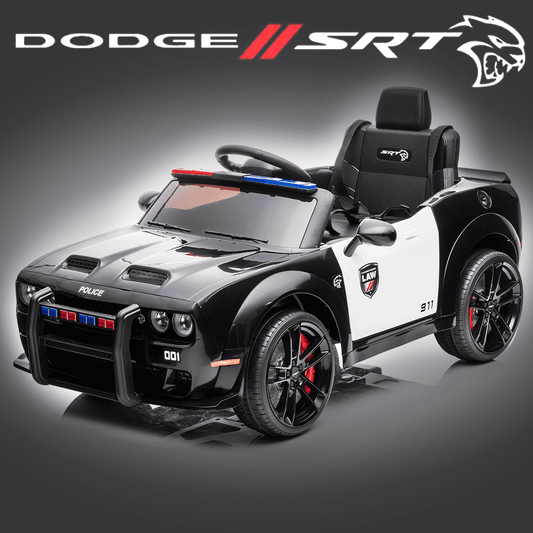 Kids 12V Ride on Toys, Licensed Dodge Challenger Battery Powered Police Car with Remote Control, MP3 Player, Radio, Bluetooth, Lights, Electric Car for Boys Girls 2 to 4 Years Birthday Gift, Black