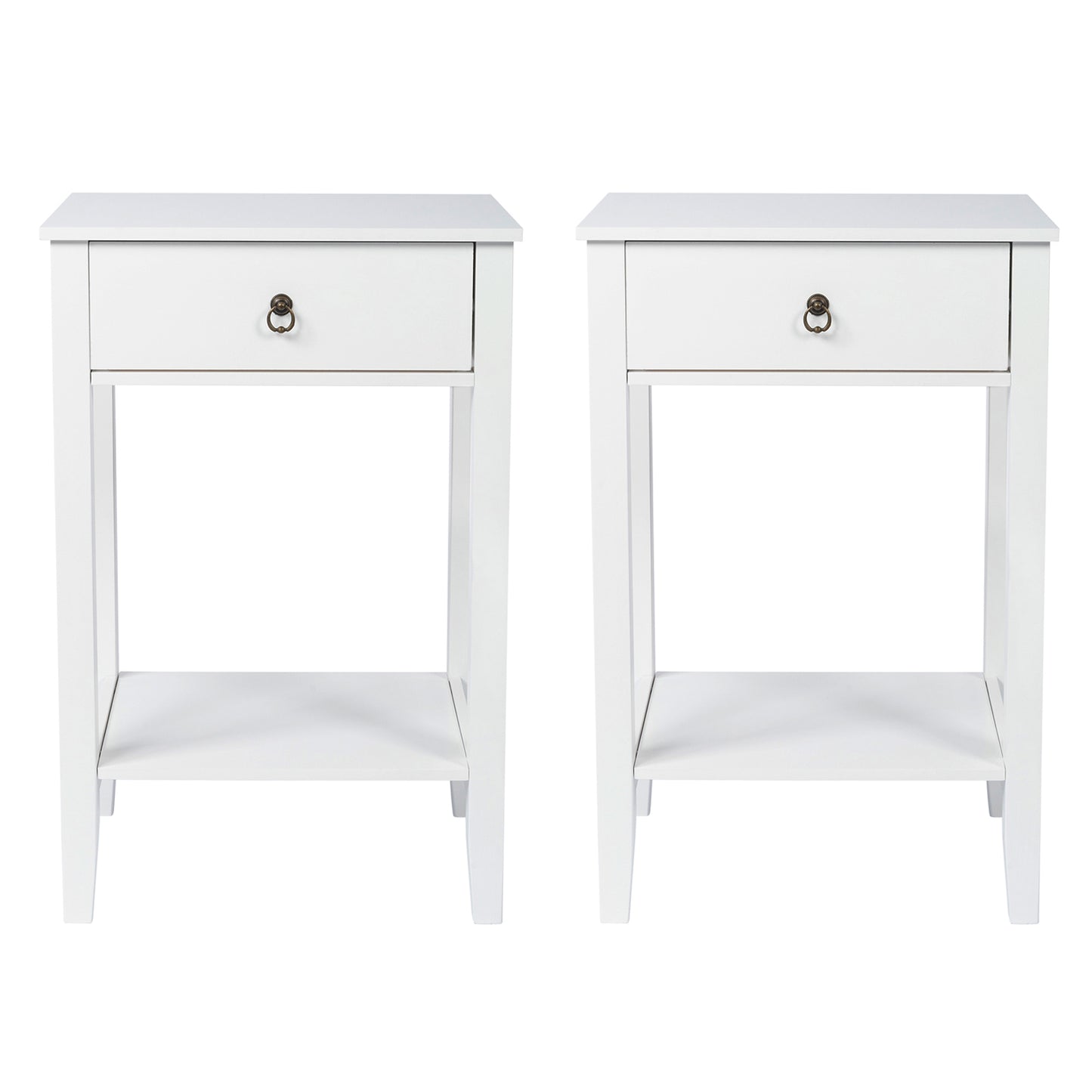 Sesslife Night Stand Set of 2, Solid Wood Legs Furniture Bedside Table, Modern End Side Table with 2 Drawers, Versatile Nightstand for Bedroom Sofa Entryway, Gray