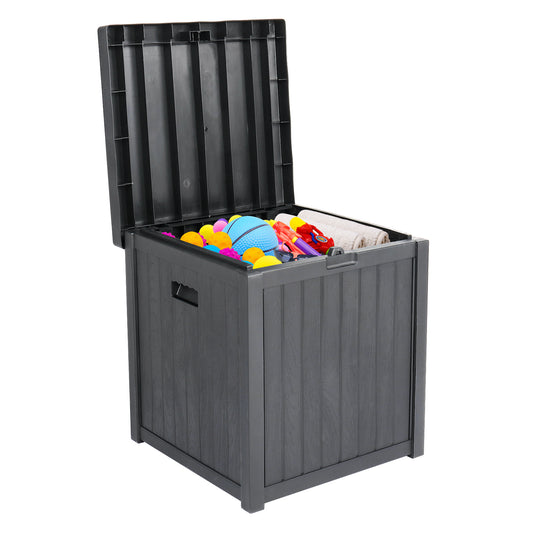 Sesslife Outdoor Storage Box, 51 Gallon Gray PP Plastic Waterproof Deck Storage Box Bench, Indoor/Outdoor Storage Bin Container for Patio Cushions, Garden Tools and Pool Toys