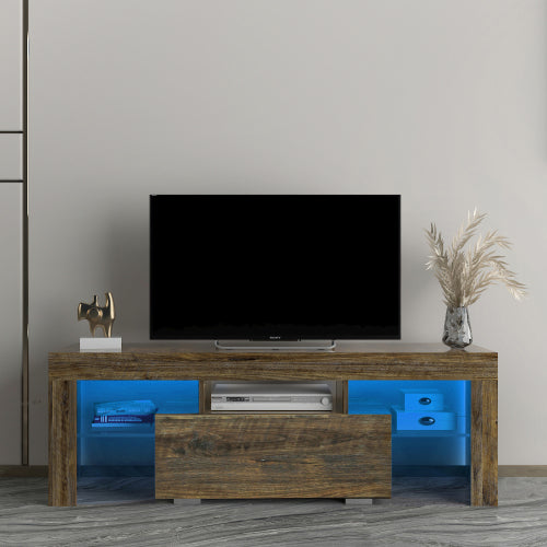 SESSLIFE Modern TV Stand for 55 Inch TV, Flat Screen TV Cabinet with 16-color RGB LED Lights, Console Entertainment Center Television Table for Living Room or Bedroom