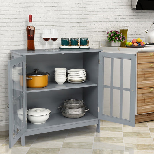 Gray Buffet Cabinet, SESSLIFE Wood Buffet Sideboards with Double Door and Storage Shelf for Kitchen Living Room, Entryway Console Table 31.5"L x 14.17"W x 31.5"H