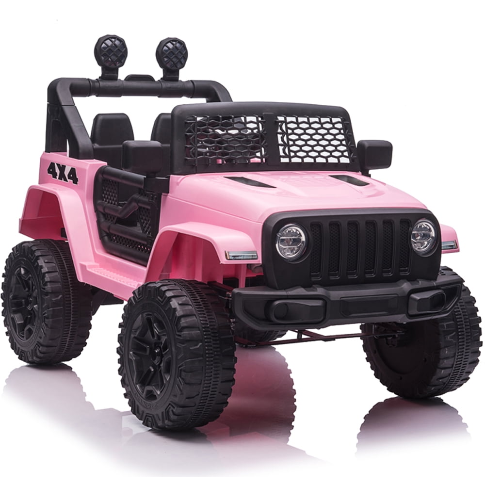 Sesslife Ride on Toys for 2-4 Year Olds, 12V Ride on Car with Parental Remote Control, Kids Electric Ride on Truck with Horn, Lights, Pull Rod, Birthday Gift for Girl, Pink