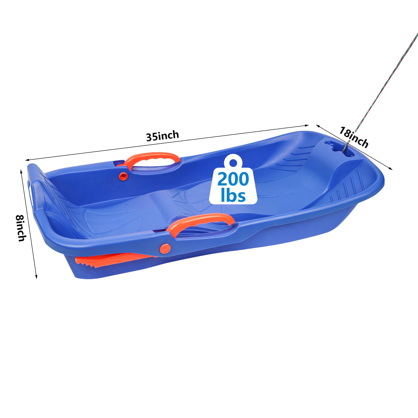 2 Pack Downhill Snow Sled for Kids, Plastic Frame Toboggan Snow Sled, Blue Sled Slider with 2 Handles