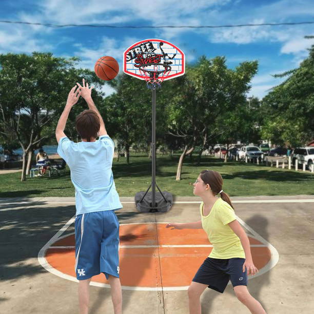 Basketball Hoop Outdoor, SESSLIFE Portable Basketball Hoop with Wheels, 4.59ft - 6.23 Height-Adjustable Basketball System for Kids Teens Adults, Basketball Goal Game Play Set, Red/Black/Blue