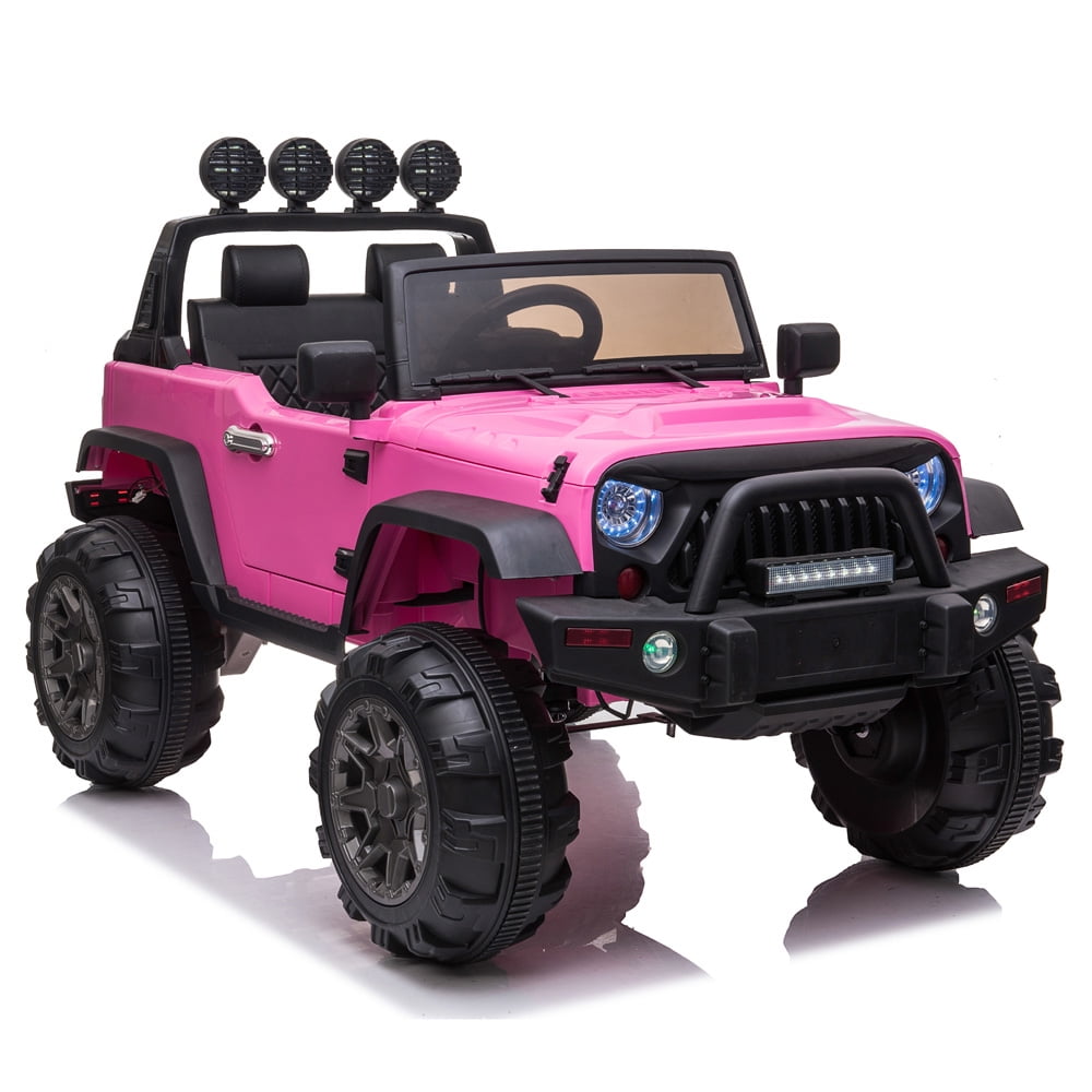 12V Kids Ride on Car, SESSLIFE SUV Ride on Truck with Remote Control, MP3 Functions, LED Lights, Storage Box, Safety Belt, Spring Suspension, Pink Electric Car for Girls 3-5 Yrs Gift, X1515