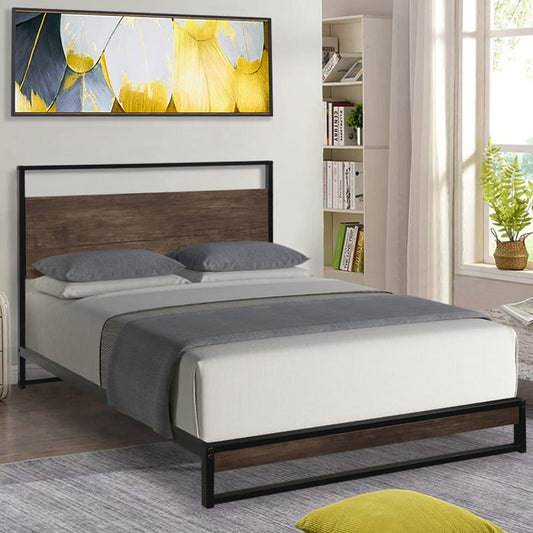 Twin Bed Frames with Headboard, SESSLIFE Black Metal Platform Bed Frame with Wooden Slat, No Box Spring Needed, X229