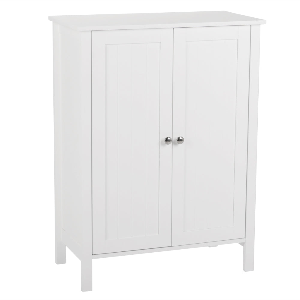 Sesslife Small Bathroom Floor Storage Cabinet, Free Standing Kitchen Cupboard Wooden Cabinet with 1 Door, White