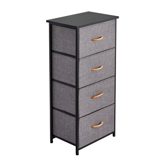 Dresser for Bedroom Storage, SESSLIFE Wooden Dresser with 4 Fabric Drawers, Wood Frame & Tabletop, Modern Bedside Table for Hallway Entryway Closets, Storage Tower Nightstand Organizer, Gray, X1301