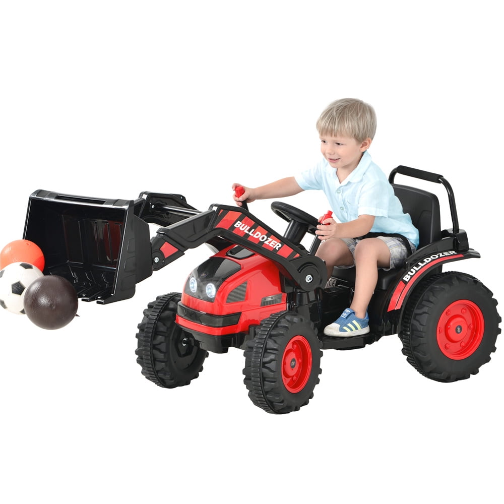 Kids Ride on Toy, SESSLIFE 12V Battery Powered Ride on Bulldozer with Remote Control, Toy Excavator with MP3 Player, Horn, Safety Belt, Construction Vehicles for Ages 3+ Christmas Gift, Red, X1621