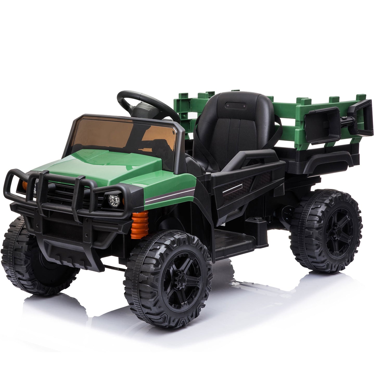 Sesslife Ride on Toys for Boys 3-5 Yrs Old, Remote Control Ride on Car Truck with LED Lights, Horn, Safety Belt, Spring Suspension, 12V Battery Powered Electric Car, Green