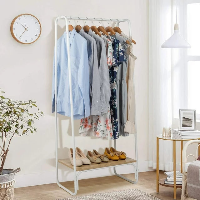 Sesslife Free-Standing Closet Organizer, Heavy Duty Clothes Closet with Shelves, Black Metal Frame