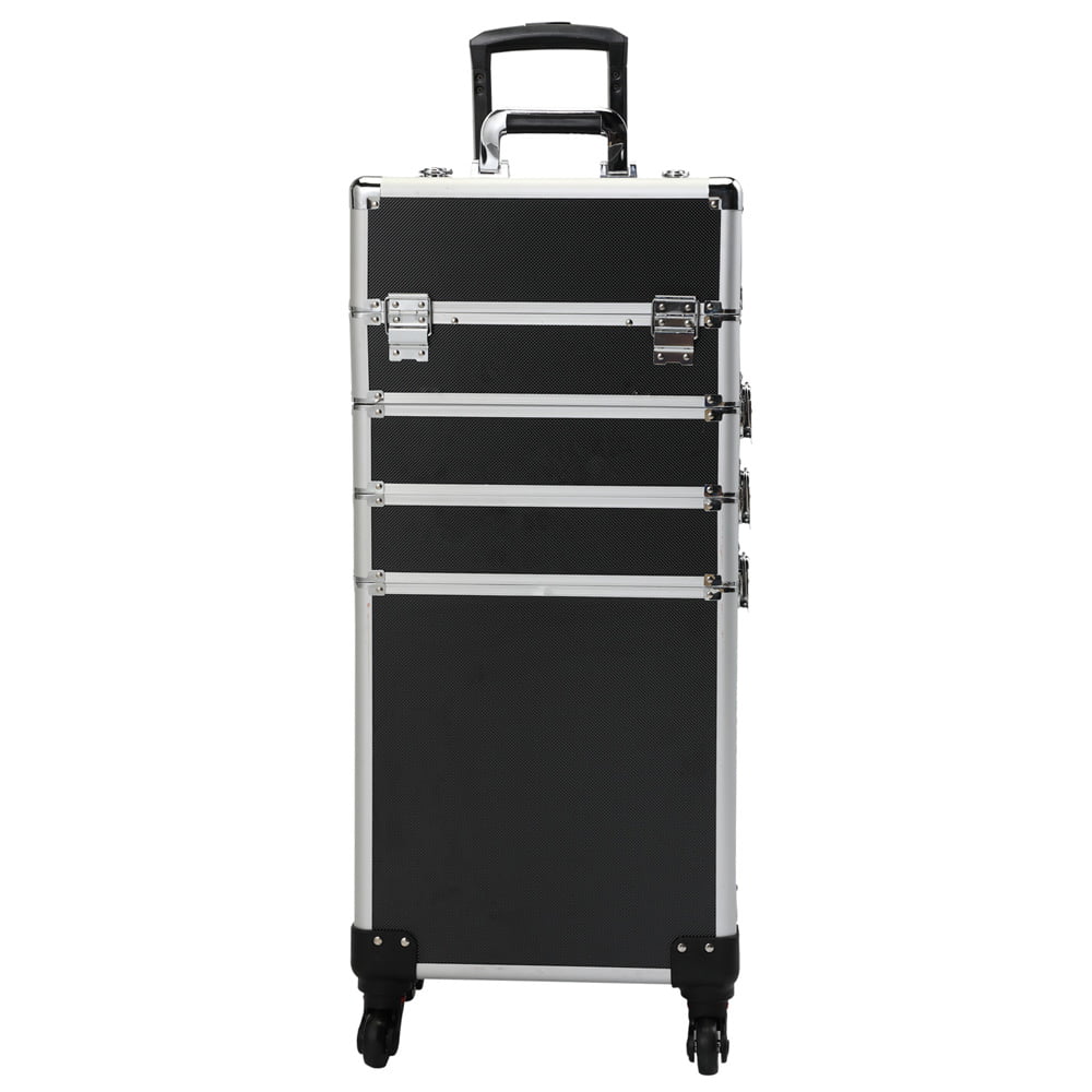 New Arrivals! Sesslife Detachable Large Makeup Case, Rolling Makeup Case with Aluminum Frame, Professional Cosmetic Organizer Train Case in Black, Lockable Cosmetic Cart on Wheels, X3030