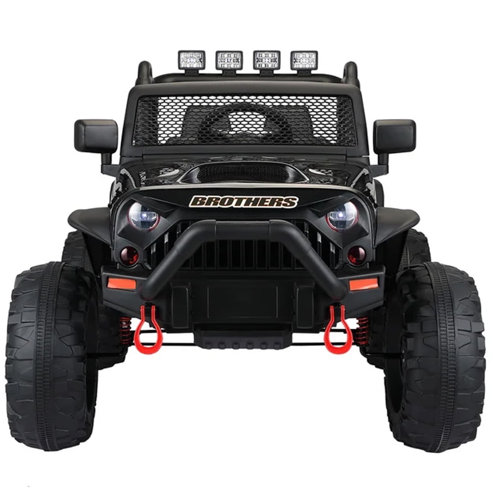 Four Wheels Kids Ride on Cars, Sesslife 12V Ride on Toy with Remote Control, Horn, LED Lights, Spring Suspension, Soft Start, Electric Car for 3-7 Yrs Old Boys Girls Birthday Gift, Black