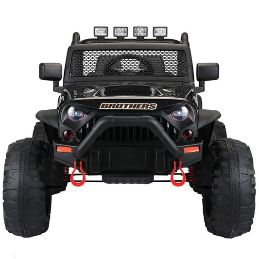 Four Wheels Kids Ride on Cars, Sesslife 12V Ride on Toy with Remote Control, Horn, LED Lights, Spring Suspension, Soft Start, Electric Car for 3-7 Yrs Old Boys Girls Birthday Gift, Black