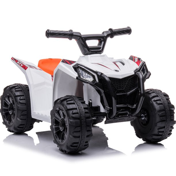 6V ATV Ride on Cars, Sesslife Electric Kids Ride on Toy, Battery Powered ATV for Indoor Outdoor, 1.5-2.5 Years Old Ride on Toys for Boys Girls Birthday Gift, White