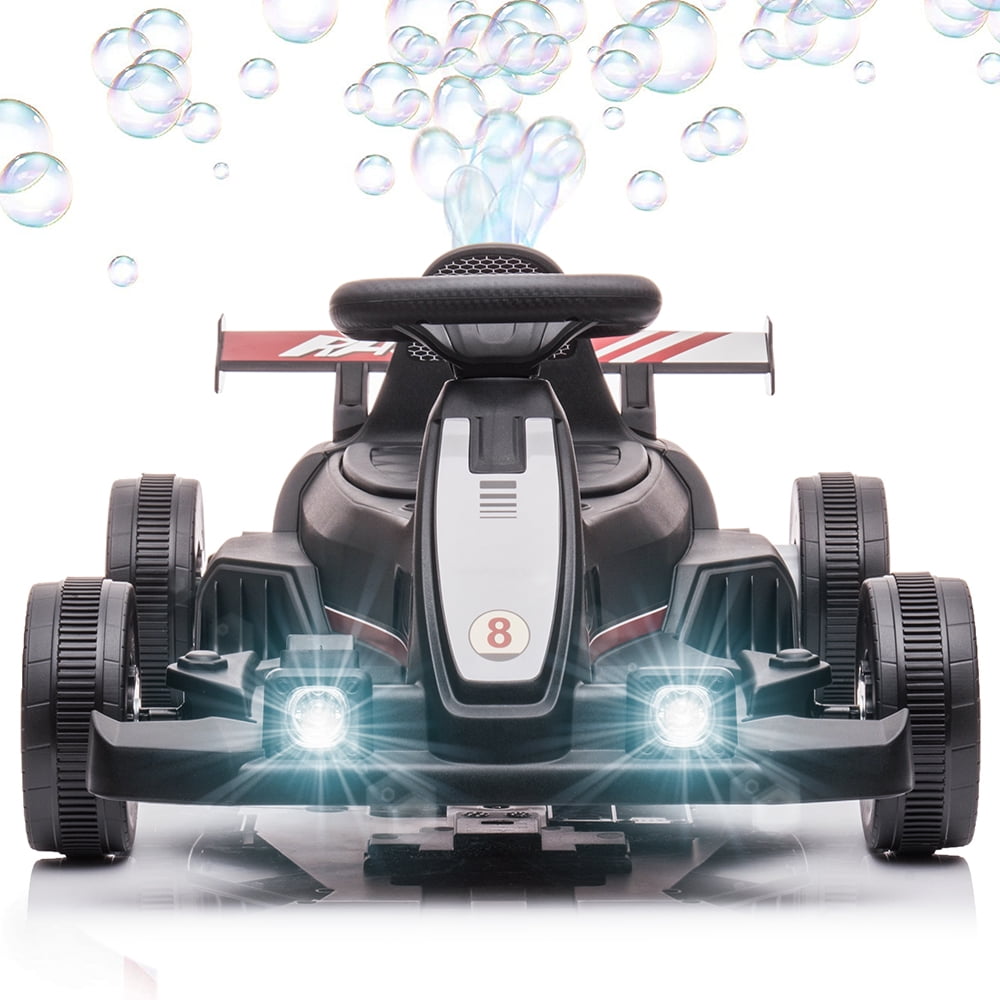 4-Wheel Ride on Electric Bubble Go Kart, Sesslife 6V Ride on Car with LED Light and Horn, Single Speed, Ride on Toys for Kids 2+ Years Old, Max Weight 44 lbs, Black