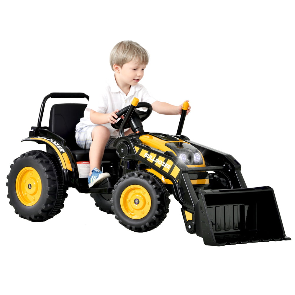 SESSLIFE Ride on Excavator for Boys Girls, 12V Ride on Car with Remote Control, RC Bulldozer with Sounds, MP3 Player, Safety Belt, Spring Suspension, Kids Ride on Toy for 3-5 Years Old, Yellow, X1614