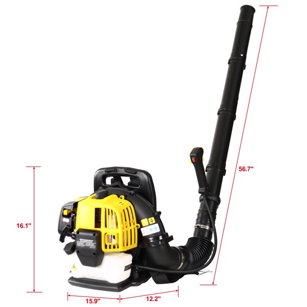 SESSLIFE New Gas Leaf Blower, 52CC 2 Stroke Backpack Blower with Extension Tube, Adjustable Strap, Comfortable Handle, 530CFM Commercial Blower for Blowing Leaves/Snow Debris/Dust