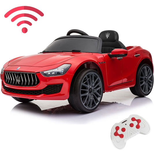 Battery-Powered Kids Ride on Cars, SESSLIFE 12V Ride on Toy with Remote, MP3 Player, Horn, Lights, Electric Car for Boys Girls 3-4 Yrs Old, Licensed Maserati Cars for Kids Christmas Gift, Red, X1794