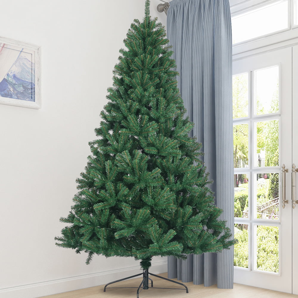 7.5ft Artificial Holiday Christmas Tree, Fade Xmas Tree for Home Office Party Holiday Decoration, SESSLIFE Spruce Christmas Tree w/1400 Tips, Metal Foldable Base, Easy Assembly, Green, X1361