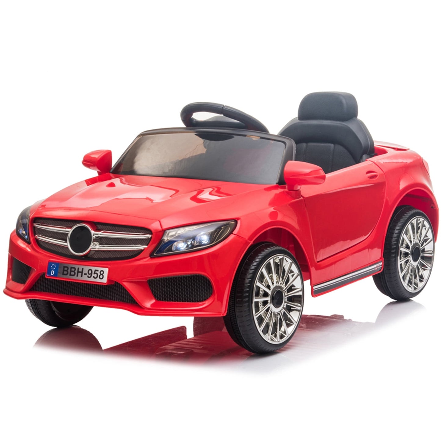 Electric Kids Ride on Car, Sesslife 12v Ride on Toys with Remote Control, LED Lights, Music Player, Safety Belt, Slow Start Device, Red Battery Powered Vehicle, Boys Girls Birthday Gift for Ages 3-4