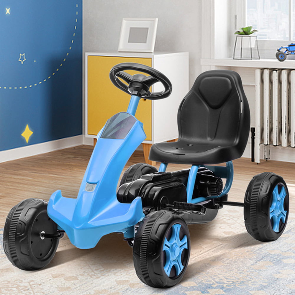 Pedal Powered Go Kart, SESSLIFE Kids Go Kart with Non-Slip Pedals, Adjustable Seat Pedal Cart Ride on Toys for Boys Girls 3-5 Years Old, Ride on Car for Kids Birthday Gift, Blue, X2536