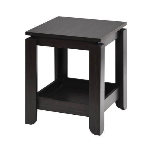 Wooden Dark End Table, SESSLIFE 2 Tiers Side Table with Storage Shelf, Simplistic Square Bedside Table for Bedroom Living Room, 14.9 (L) x 14.9 (W) x 18.5 (H)inches, X2507