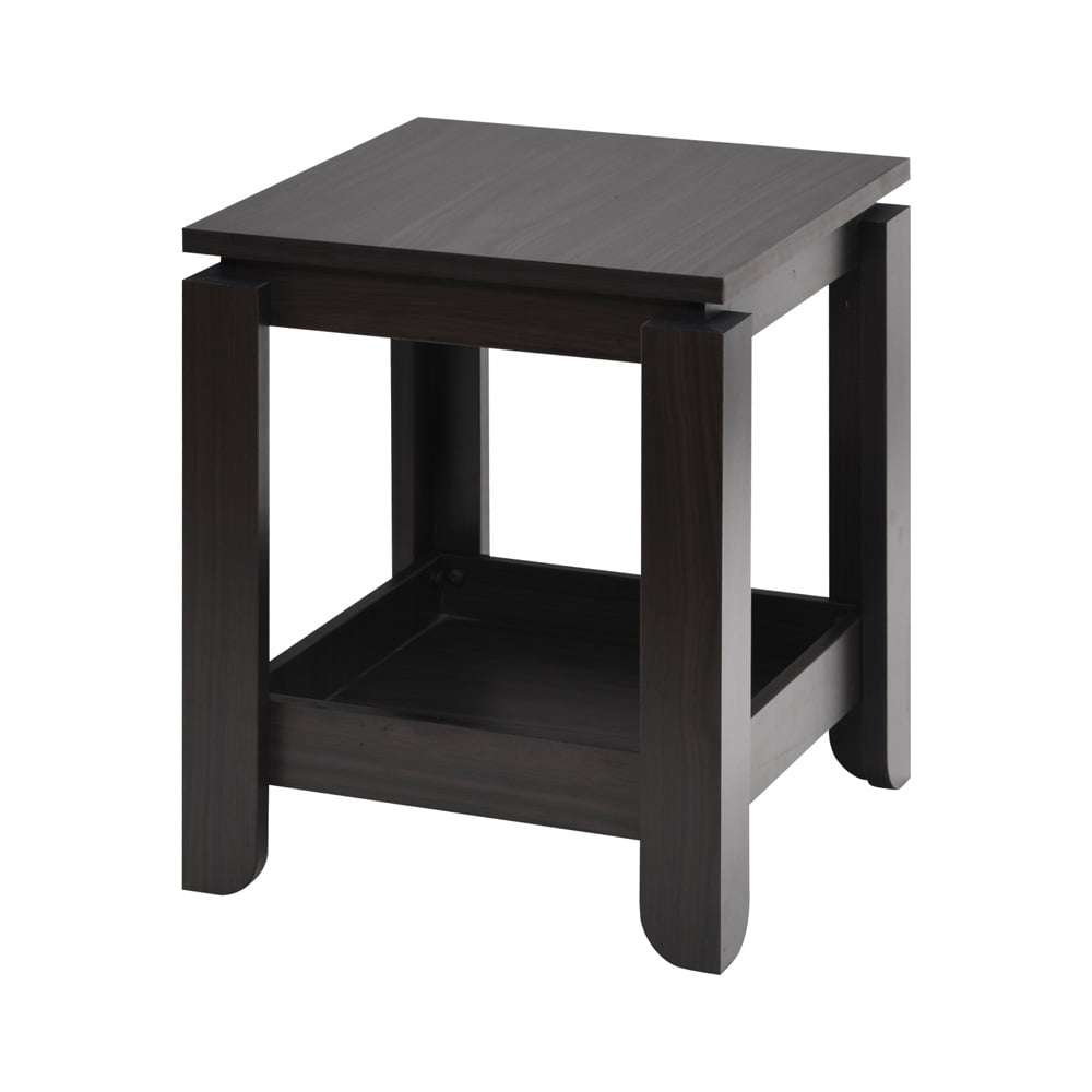 Square Side Table, SESSLIFE 2-Tier End Table Nightstands with Bottom Shelf, Modern Simple Style Storage Side Table for Living Room, Wood Bedside Table for Bedroom, Dark Color, X2509