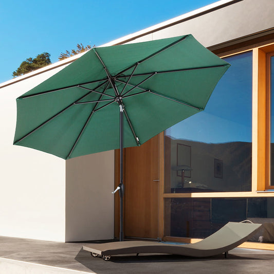 Sesslife Patio Umbrellas, 9' Outdoor Umbrella w/ Tilt Adjustment, UV-Resistant Fabric, 8 Ribs Market Table Umbrella with Crank, Green