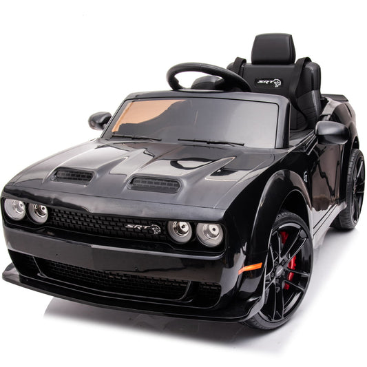 Dodge Challenger Kids Powered Ride on Cars, 12V Ride on Toys w/ Remote Control, Electric Vehicle for Kids 2-4 YO, Kids Cars to Ride in w/MP3 Player, Radio, Bluetooth, Lights, Kids Birthday Gift, Black