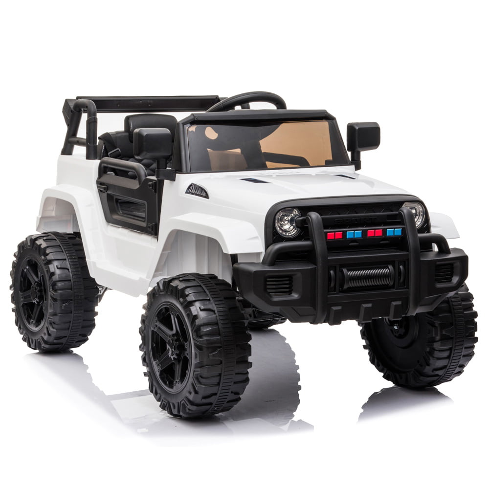 Sesslife White Kids Ride on Toys, 12V Ride on Truck with Remote Control, Music, Lights, Horn, Spring Suspension, Electric Ride on Cars for Boy Girl 2-4 Years Old, Battery Powered Kids Cars to Ride in