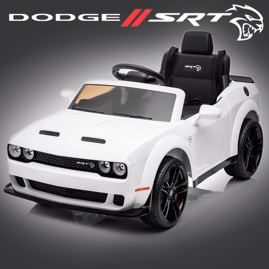 Kids Powered Ride on Cars, Dodge Challenger 12V Ride on Toys w/ Remote Control, Electric Vehicle for Kids 2-4 YO, Kids Cars to Ride in with MP3 Player, Radio, LED Lights, Children Birthday Gift, White