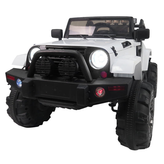 12V Kids Ride on Car, SESSLIFE SUV Ride on Truck with Remote Control, MP3 Functions, LED Lights, Horn, Safety Belt, Spring Suspension, White Electric Car for Boys Girls 3-5 Yrs Gift, X1512