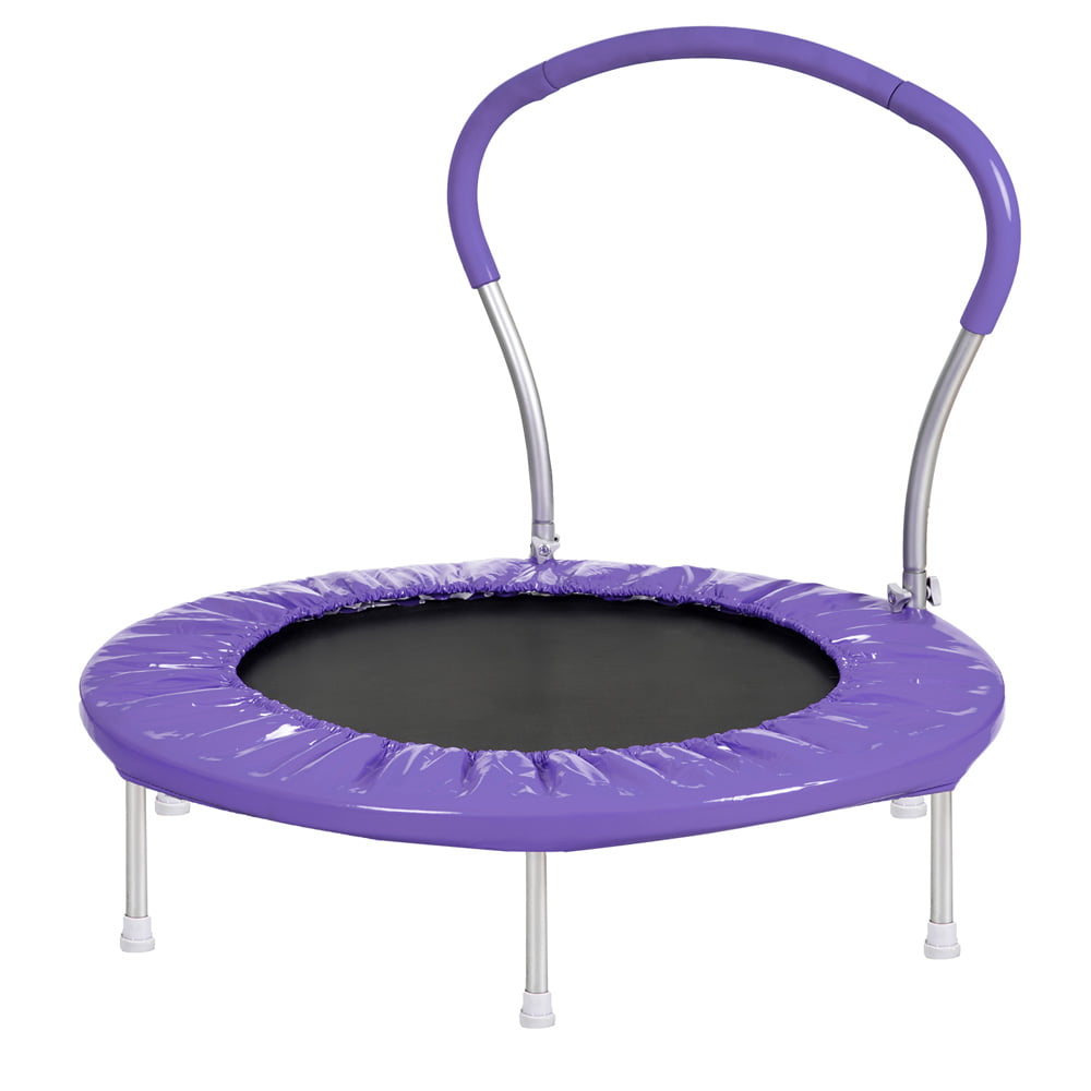 36 Inches Trampoline for Kids, SESSLIFE Mini Trampoline with Handle and Safety Cover, Outdoor Indoor Trampoline 220 LBS Capacity, Heavy Duty Metal Frame Round Toddler Trampoline, Purple, X1212