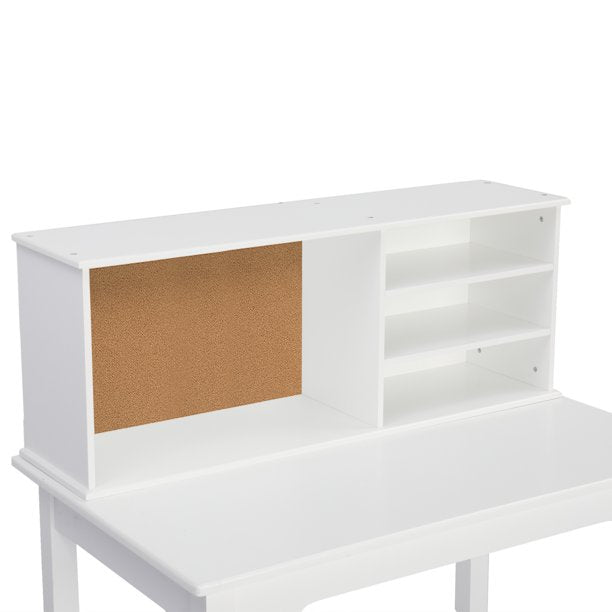 Kids Writing Desk Set for Bedroom, SESSLIFE White Wooden Desk and Chair Set with Storage for Student, X846