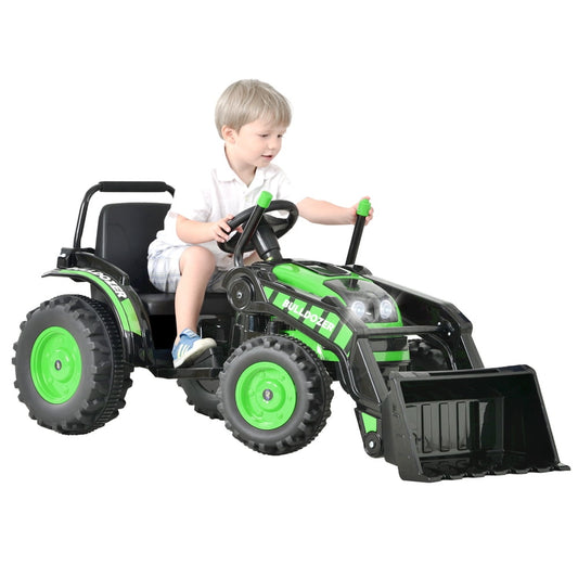 SESSLIFE Ride on Excavator for Boys, 12V Ride on Car with Remote Control, RC Bulldozer with Sounds, MP3 Player, Safety Belt, Spring Suspension, Kids Ride on Toy for 3-5 Years Old, Green, X1611