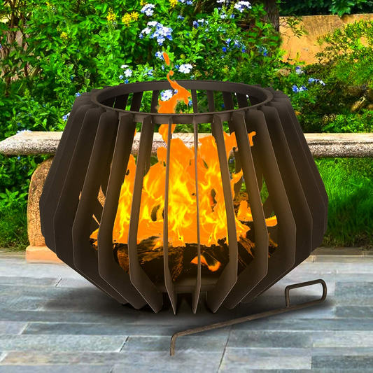 SESSLIFE Portable Wood Burning Fire Pit, Round Fire Pits for Outside, 24" Patio Fire Pit Bowl with Brazier Hook for Camping, Steel Fire Pits for Backyard Garden, X1012