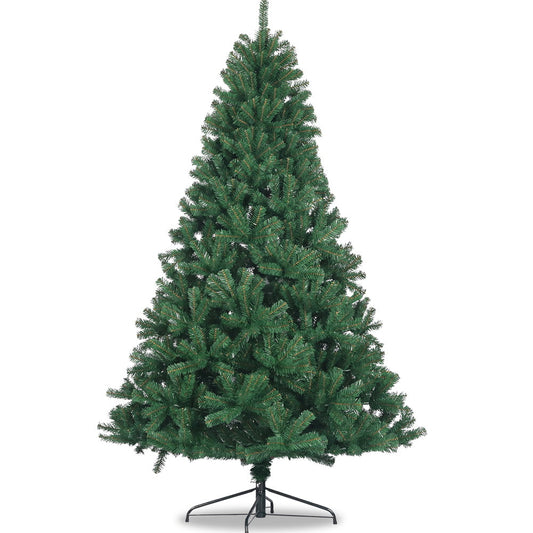 7.5 Feet Artificial Christmas Tree, SESSLIFE Full Natural Spruce PVC Fir Xmas Tree w/1400 Tips & Foldable Metal Stand, 43.31" Diameter Decoration Tree for Xmas Holiday Home Party Office, Green, X1349