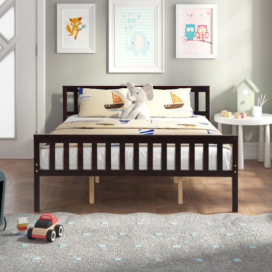 Sesslife Queen Bed Frame, Wood Platform Bed Frame with Headboard, Modern Bed Frame with Sturdy Wood Slat Support, Mattress Foundation, No Box Spring Required, Easy Assembly, Espresso