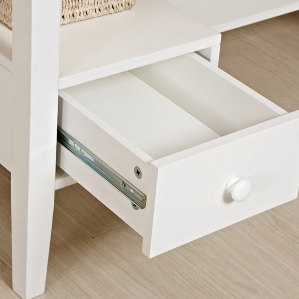 White Desk Kids Writing Desk with Drawers, Open Shelf, Cubbyhole, Wood Home Office Computer Desk, X130