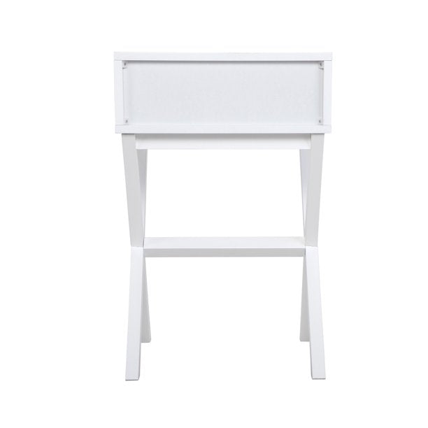 White Nightstand Set of 2, Sesslife X-Shaped Sofa Side Table, Modern Wooden End Table with Drawer, Bedside Tables for Bedroom Living Room, White, X3321